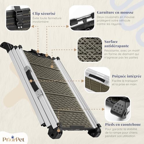 Rampe chien voiture antidérapante et pliable pour une sécurité optimale