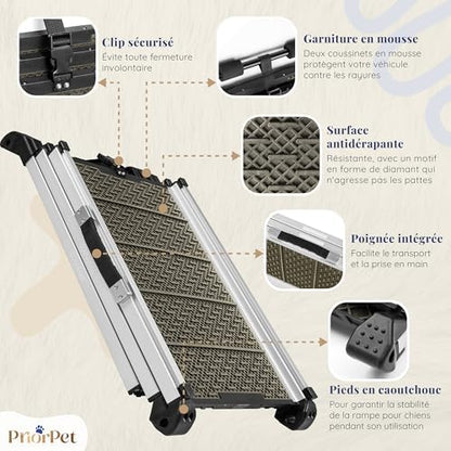 Rampe chien voiture antidérapante et pliable pour une sécurité optimale