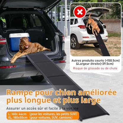 Rampe chien voiture extra longue et large pour une sécurité optimale