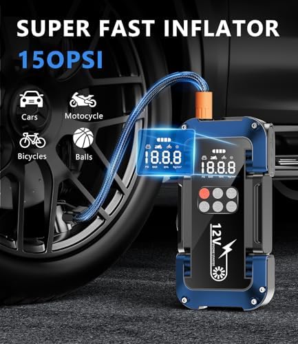 Booster Batterie Voiture 4000A Haute Performance avec Compresseur et Écran LCD