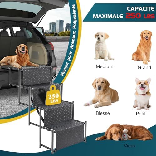 Escalier pour chien robuste et pliable avec surface antidérapante
