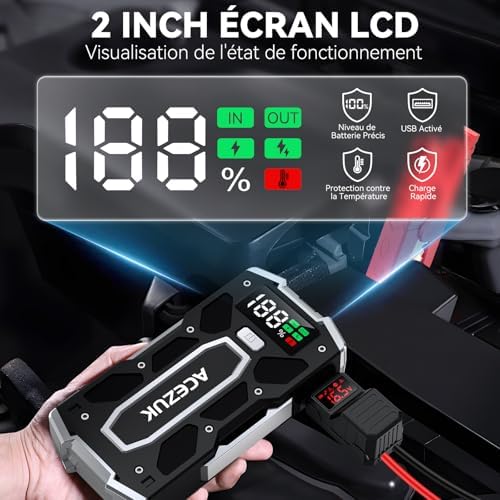 Booster batterie voiture puissant 7000A pour démarrage rapide et sécurisé