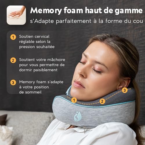 Oreiller ergonomique cervical pour un confort optimal en voyage
