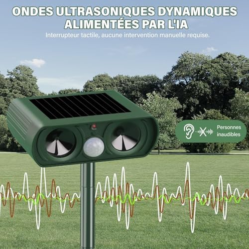 Répulsif pour chats avec modulation de fréquence et énergie solaire