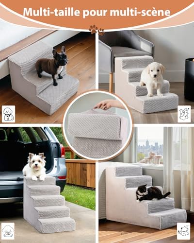 Escalier pour chien à 4 marches avec stabilité et facilité de nettoyage