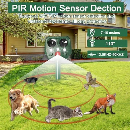 Répulsif pour chats avec détection de mouvement et alimentation solaire