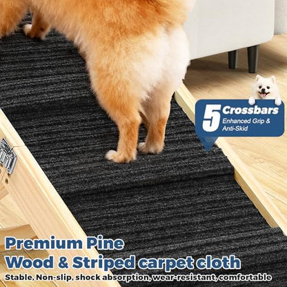 Rampe chien voiture en bois massif avec hauteur réglable et design pliable