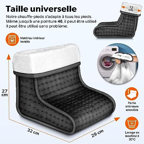 Chauffe pieds électrique avec 6 niveaux de température et sécurité avancée