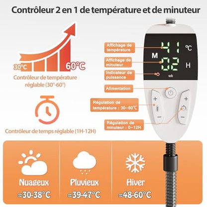 Couverture chauffante pour animaux avec contrôle de température et sécurité avancée