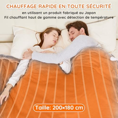 Couverture chauffante électrique 200x180cm avec réglages de température et minuterie