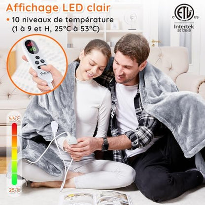 Couverture chauffante électrique 200x180cm avec réglages de température et minuterie