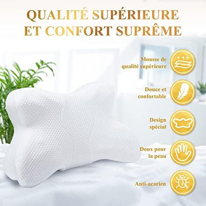 Oreiller ergonomique cervical en mousse à mémoire de forme pour un sommeil relaxant