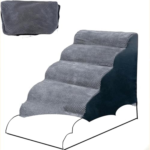 Housse de rechange pour escalier pour chien en mousse à 5 marches - Gris