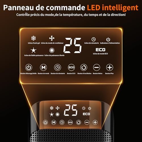 Chauffage d'appoint rapide et silencieux avec contrôle intelligent de la température