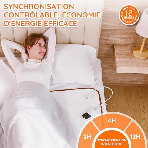 Couverture chauffante en polaire épaisse avec réglages de chaleur et sécurité avancée