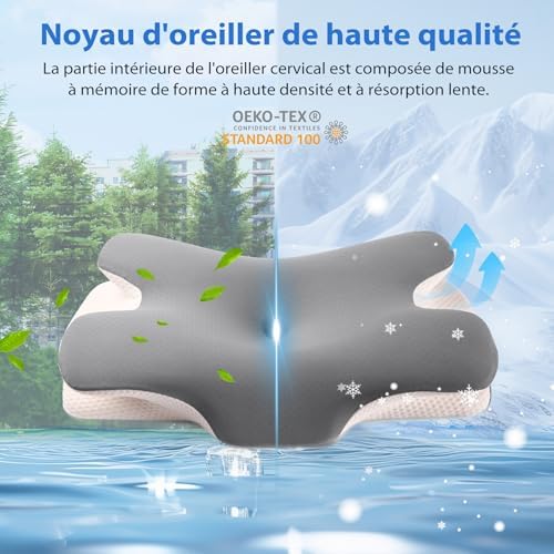 Oreiller ergonomique cervical avec soutien optimal et confort personnalisé