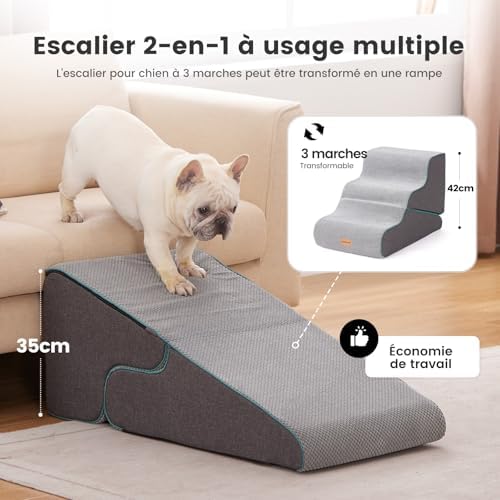 Escalier pour chien transformable avec mousse haute densité et housse imperméable