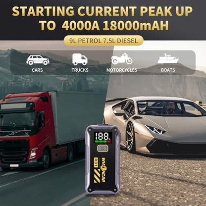 Booster Batterie Voiture Puissant avec Écran LCD et Sécurité Avancée
