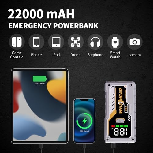 Booster Batterie Voiture 5000A pour Démarrage Rapide et Sécurisé