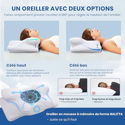 Oreiller ergonomique cervical pour un sommeil sans douleur et un soutien optimal