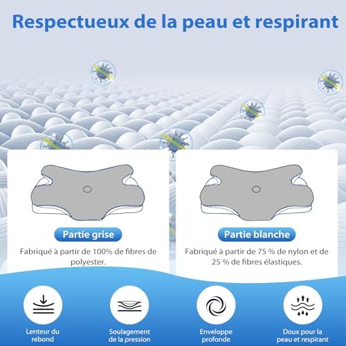 Oreiller ergonomique cervical avec soutien optimal et confort personnalisé