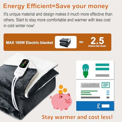 Couverture Chauffante Électrique Extra Large et Confortable avec 6 Niveaux de Température