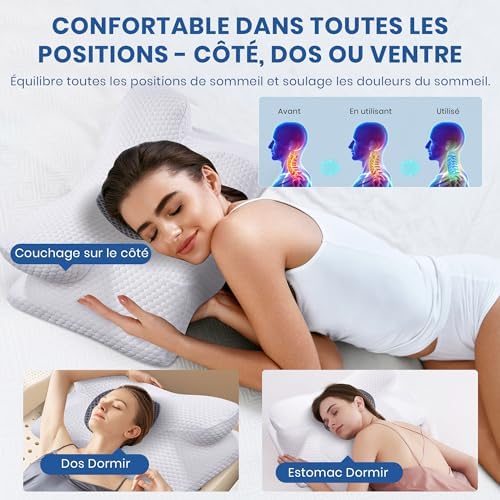 Oreiller ergonomique cervical pour un sommeil sans douleur et un soutien optimal