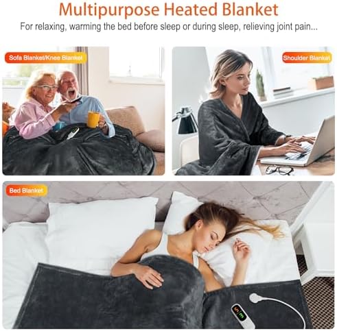 Couverture Chauffante Électrique Extra Large et Confortable avec 6 Niveaux de Température