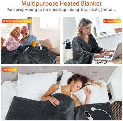 Couverture Chauffante Électrique Extra Large et Confortable avec 6 Niveaux de Température