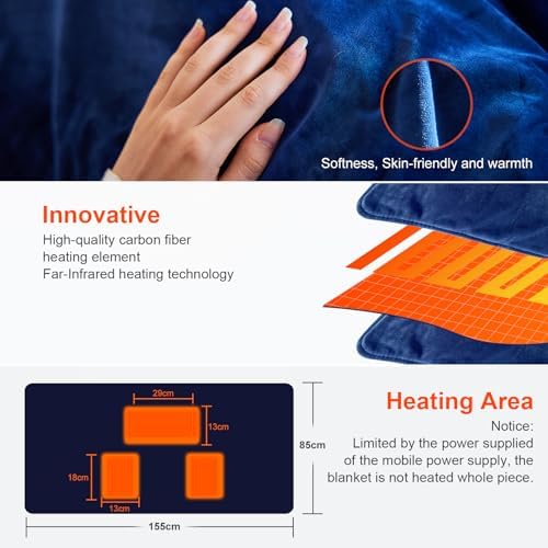 Couverture chauffante USB sans fil et portable avec 3 niveaux de chaleur