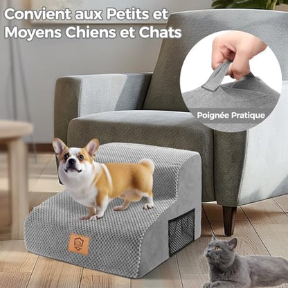 Escalier pour chien avec rampe douce et mousse haute densité pour un accès facile