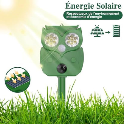 Répulsif pour chats à ultrasons avec chargement solaire et détection large