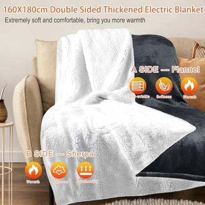Couverture Chauffante Électrique Extra Large et Confortable avec 6 Niveaux de Température