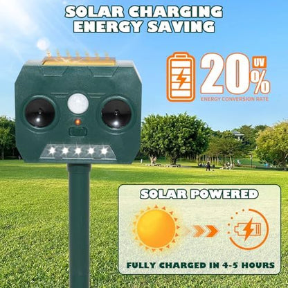 Répulsif pour chats extérieur puissant avec ultrasons et recharge solaire