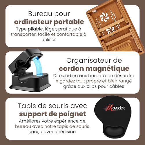 Support pour ordinateur portable ergonomique et ajustable avec tiroir intégré