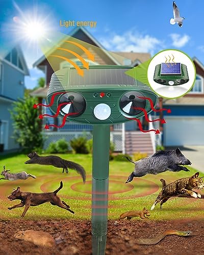 Répulsif pour chats extérieur à ultrasons avec alimentation solaire et capteur infrarouge