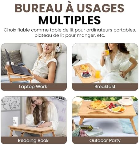 Support pour ordinateur portable ergonomique et ajustable avec tiroir intégré