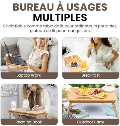 Support pour ordinateur portable ergonomique et ajustable avec tiroir intégré