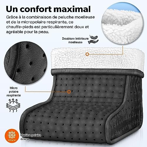 Chauffe pieds électrique avec 6 niveaux de température et sécurité avancée
