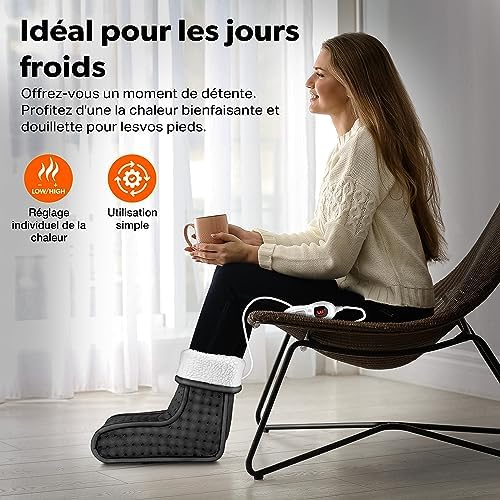 Chauffe pieds électrique avec 6 niveaux de température et sécurité avancée