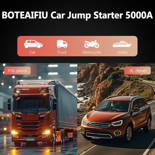 Booster Batterie Voiture Puissant avec Écran LCD et Lampe LED d'Urgence