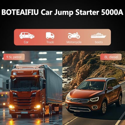 Booster Batterie Voiture Puissant avec Écran LCD et Lampe LED d'Urgence