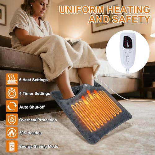 Chauffe pieds électrique avec réglages de chaleur et sécurité avancée