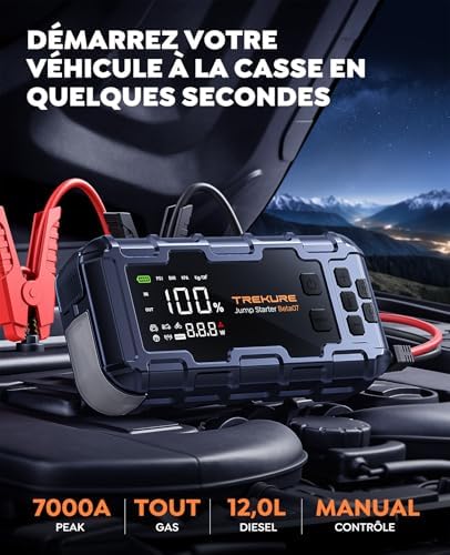 Booster Batterie Voiture Multifonction 10-en-1 avec Compresseur et Charge Rapide