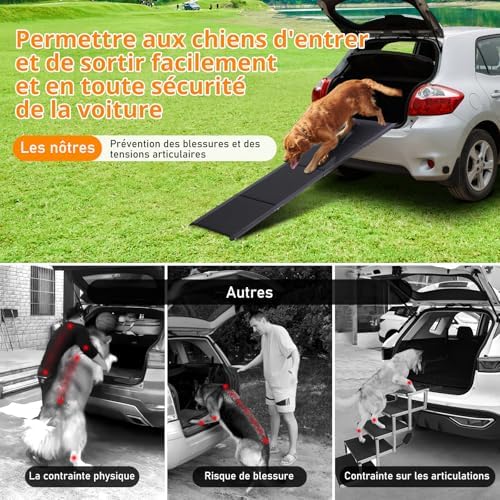 Rampe chien voiture extra longue et large pour une sécurité optimale