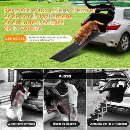 Rampe chien voiture extra longue et large pour une sécurité optimale