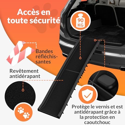 Rampe chien voiture antidérapante et légère avec accessoires pratiques