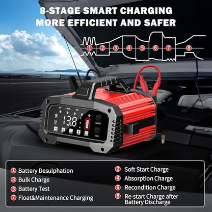 Booster Batterie Voiture avec Chargeur Intelligent 25A pour Batteries Plomb-Acide et LiFePO4