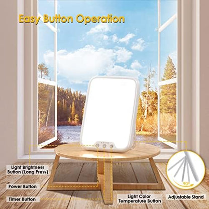 Lampe luminothérapie 10 000 LUX avec fonction mémoire et support pliable