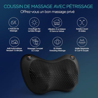 Masseur Cervical Shiatsu avec Système de Chauffage et Contrôle Bidirectionnel